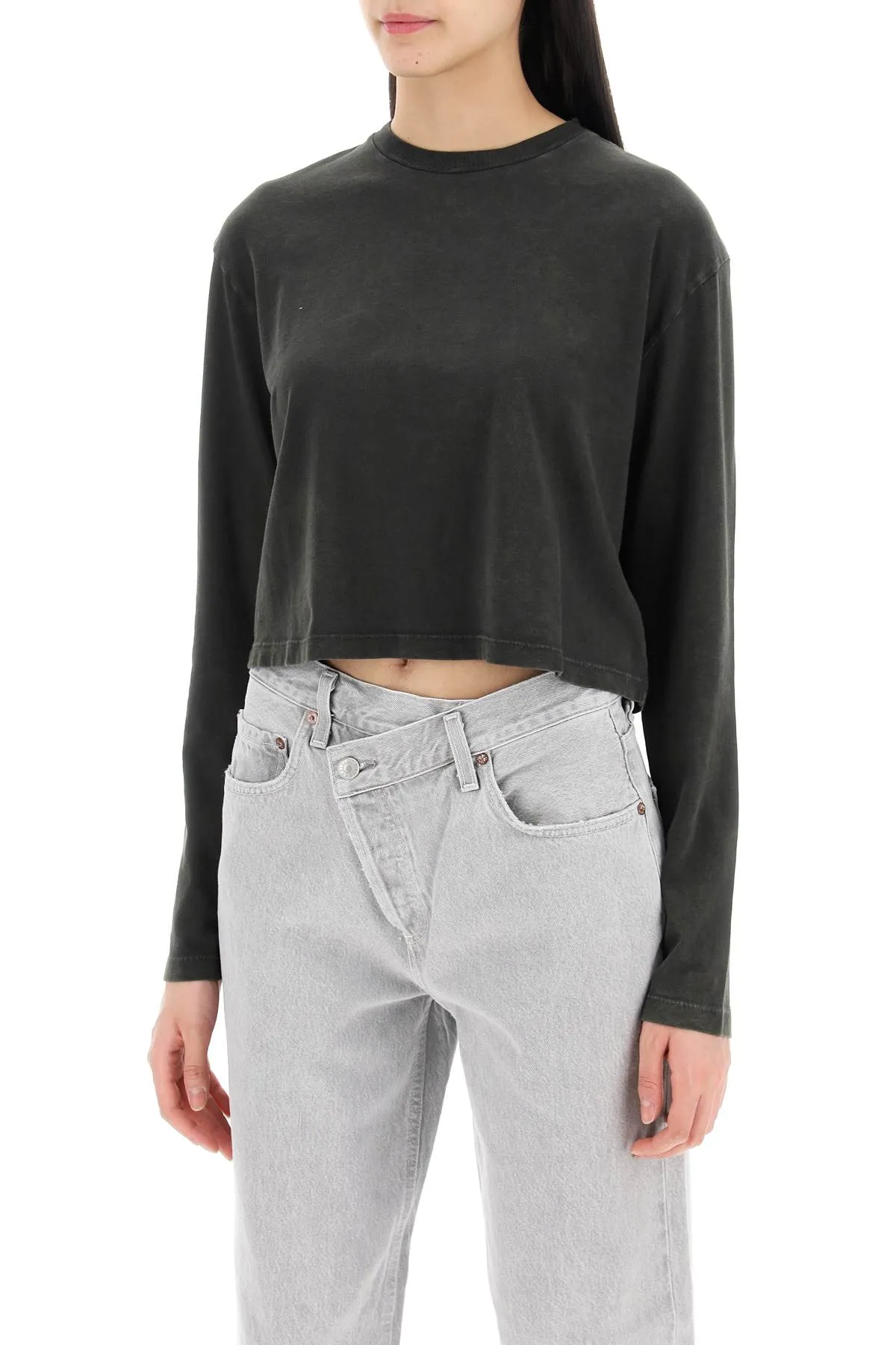 Agolde cropped long-sleeved mason t