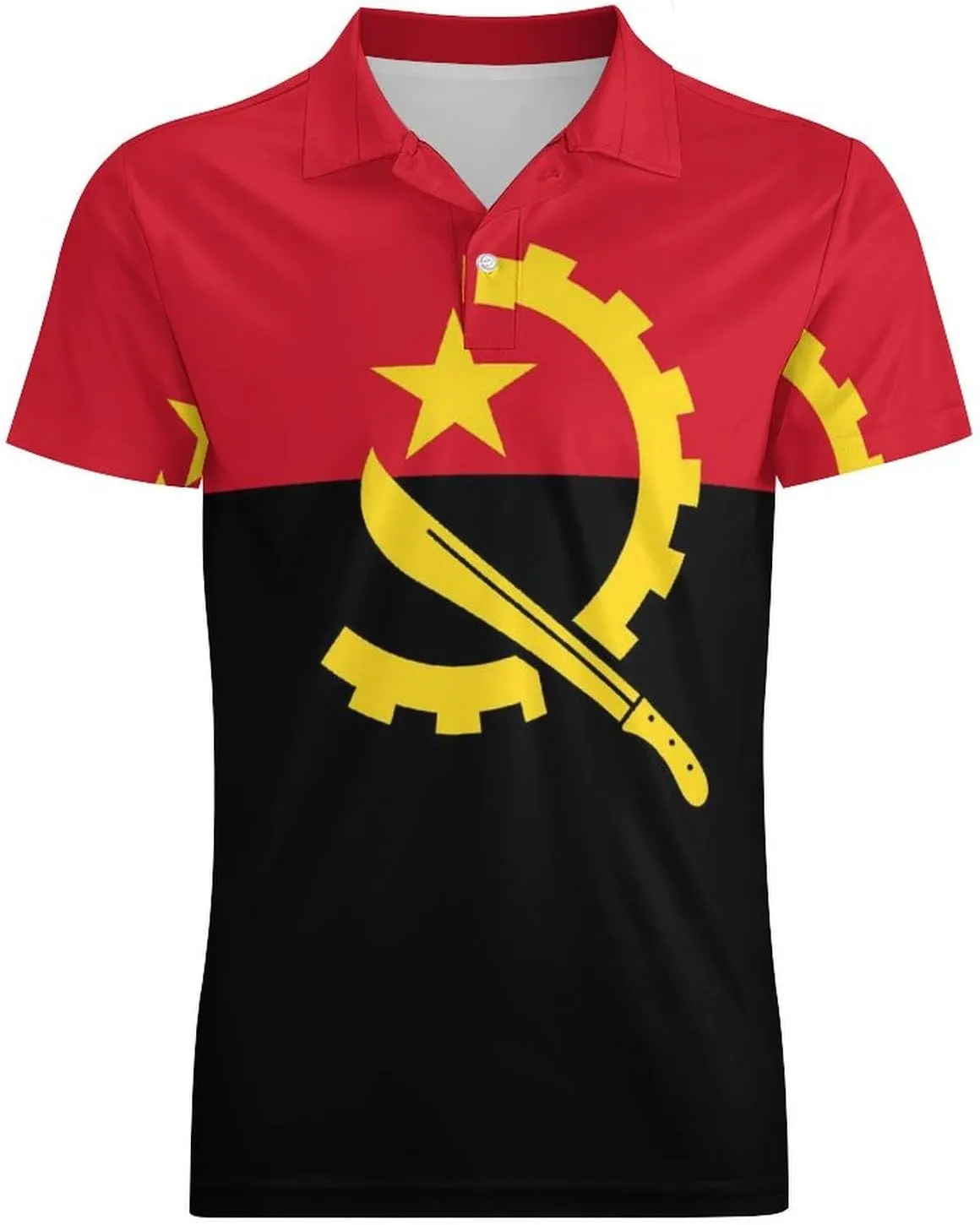 Angola Flag Men's Polo-Shirt Regular-Fit Short Sleeve Sports Quick Dry Golf Tennis T-Shirt