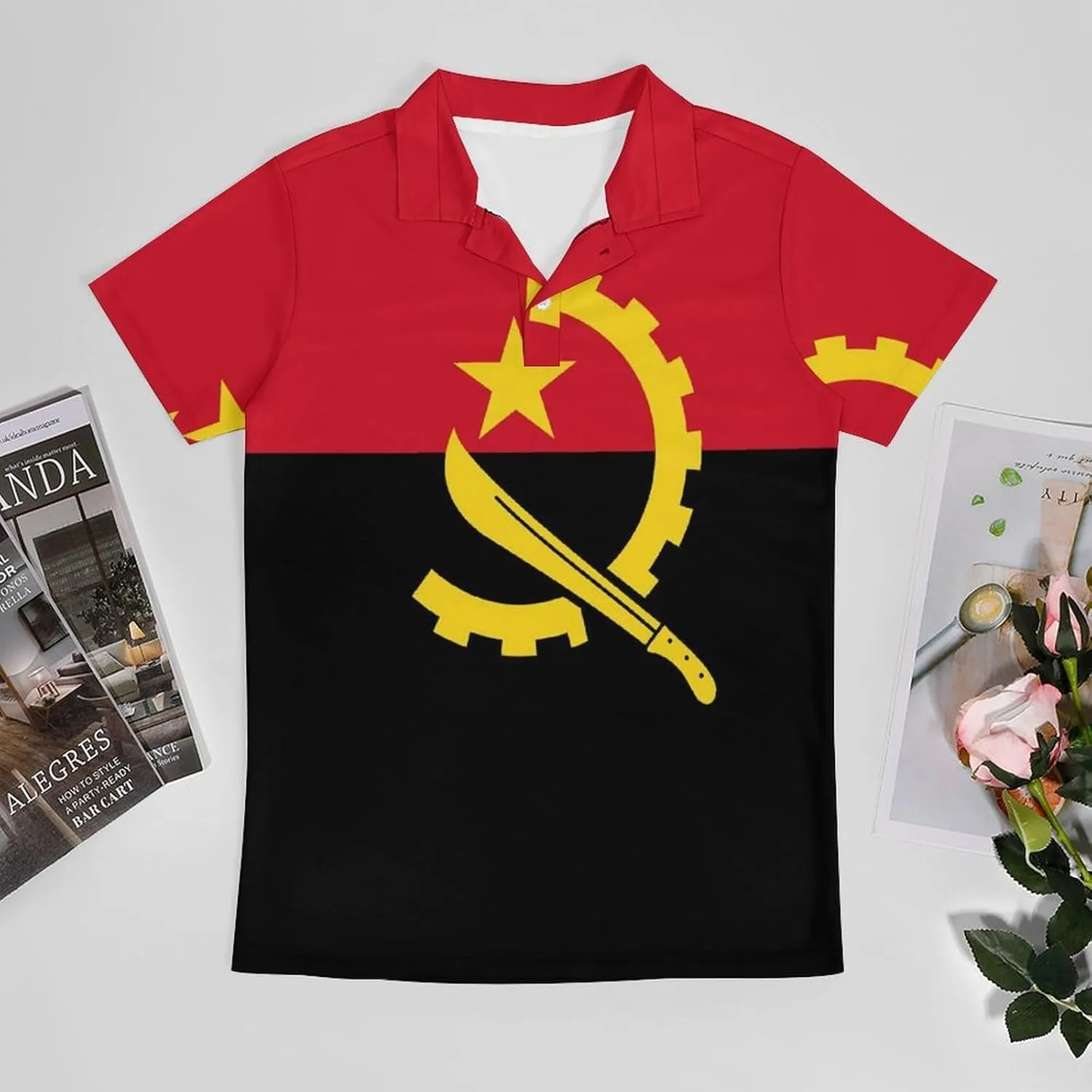 Angola Flag Men's Polo-Shirt Regular-Fit Short Sleeve Sports Quick Dry Golf Tennis T-Shirt