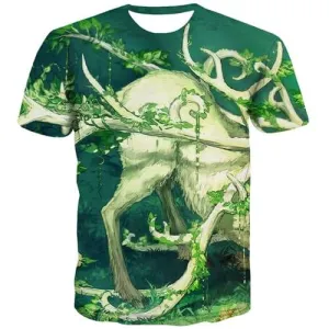 Animal T shirts Men Deer Tshirt Printed Hip Hop Tshirt Anime Plant T shirts Funny Harajuku Tshirts Cool Short Sleeve Hip hop