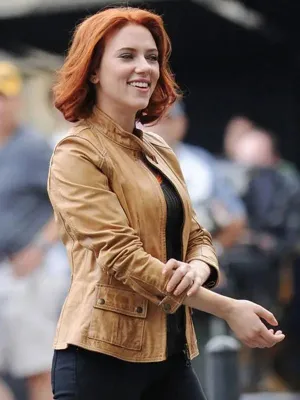 Avengers Scarlett Johansson Brown Leather Jacket