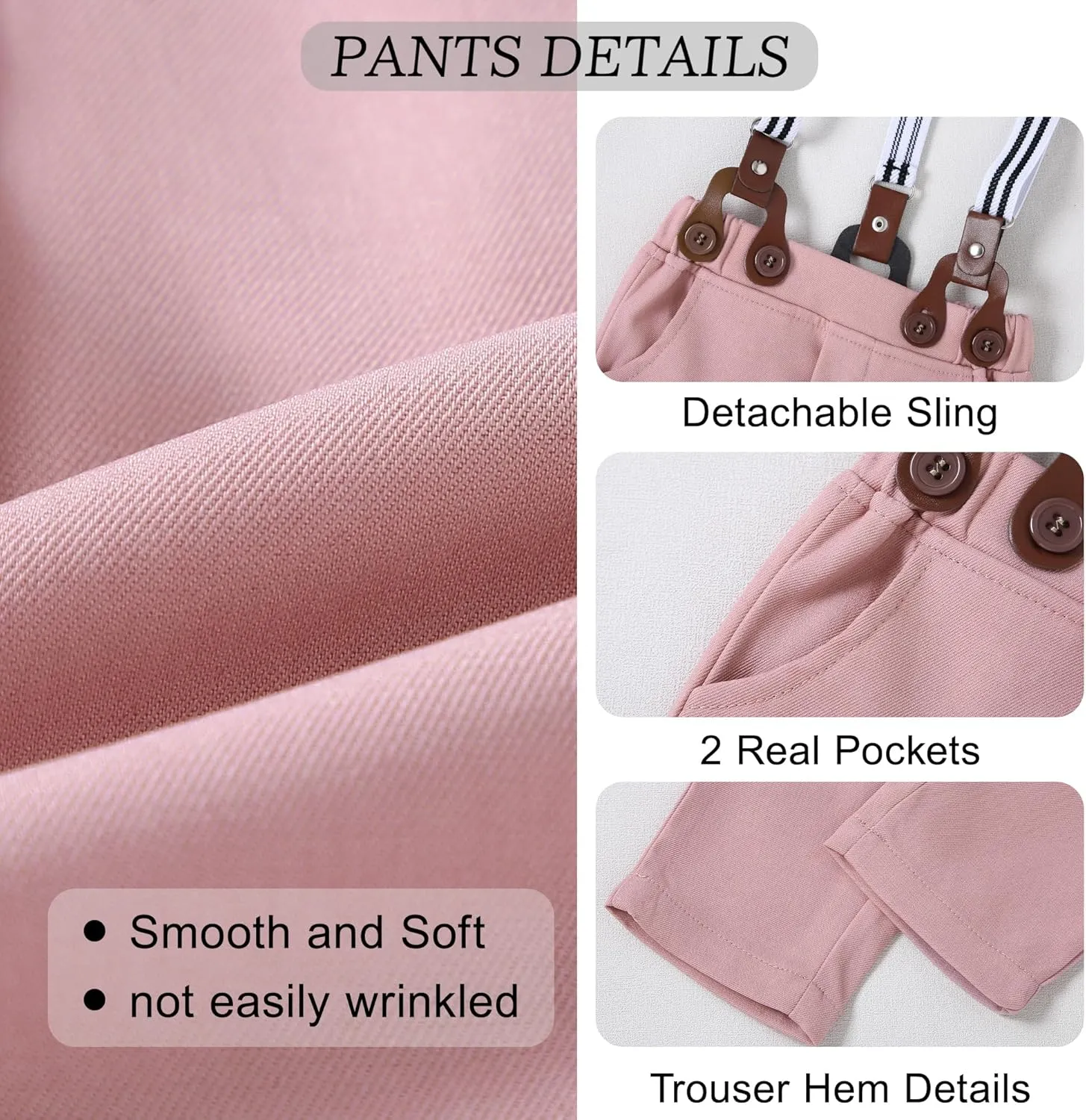 Baby Boy Clothes Suits 3-24M Infant Gentleman Outfits, Short Sleeve Shirt Bowtie Beret Suspender Pants Clothing Set