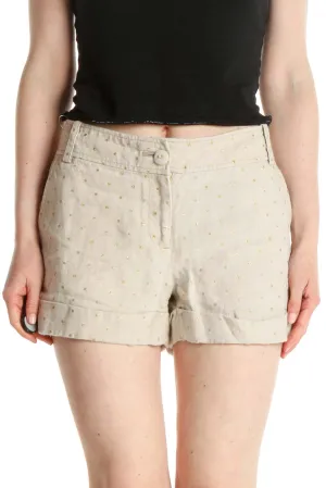 Beige Polka Dot Casual Shorts