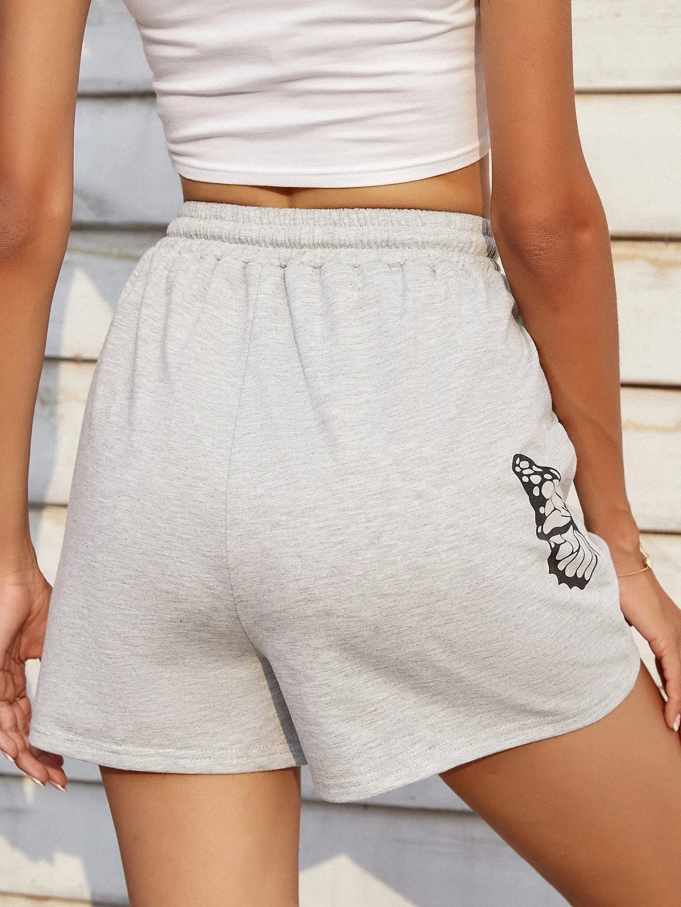 Casual Animal Pocket Natural Women Shorts