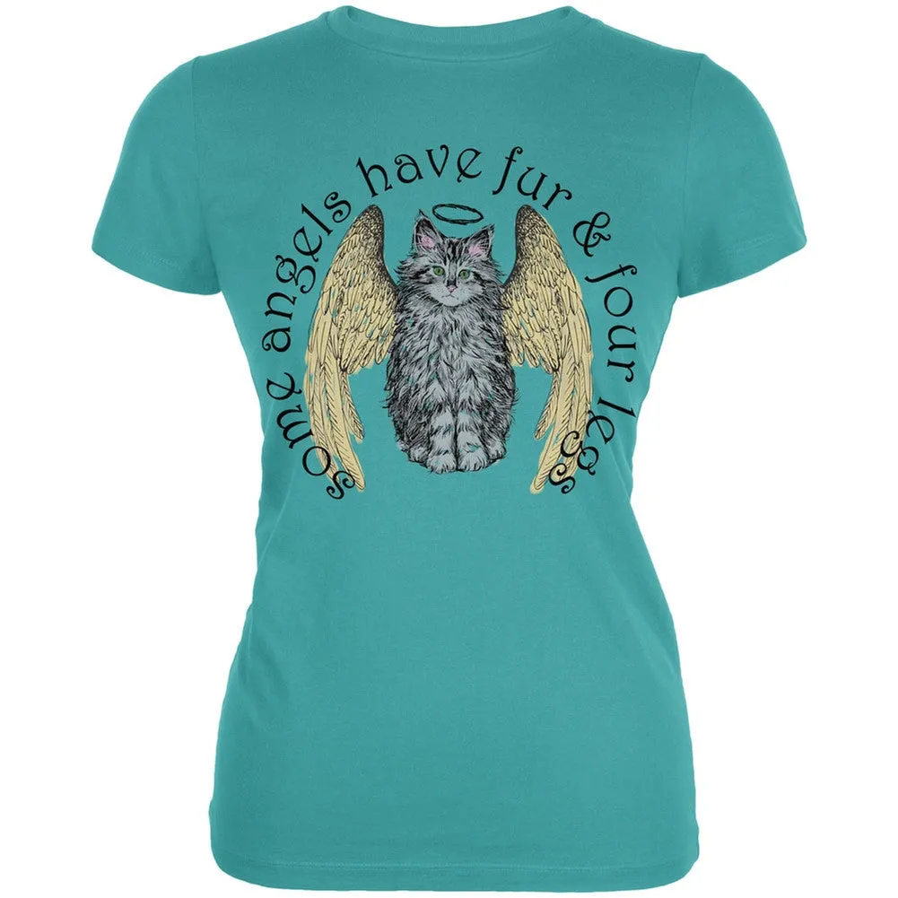Cat Angel Sea Blue Juniors Soft T-Shirt