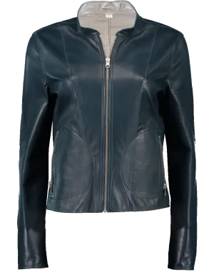 Chapin Leather Reverse Bomber Jacket