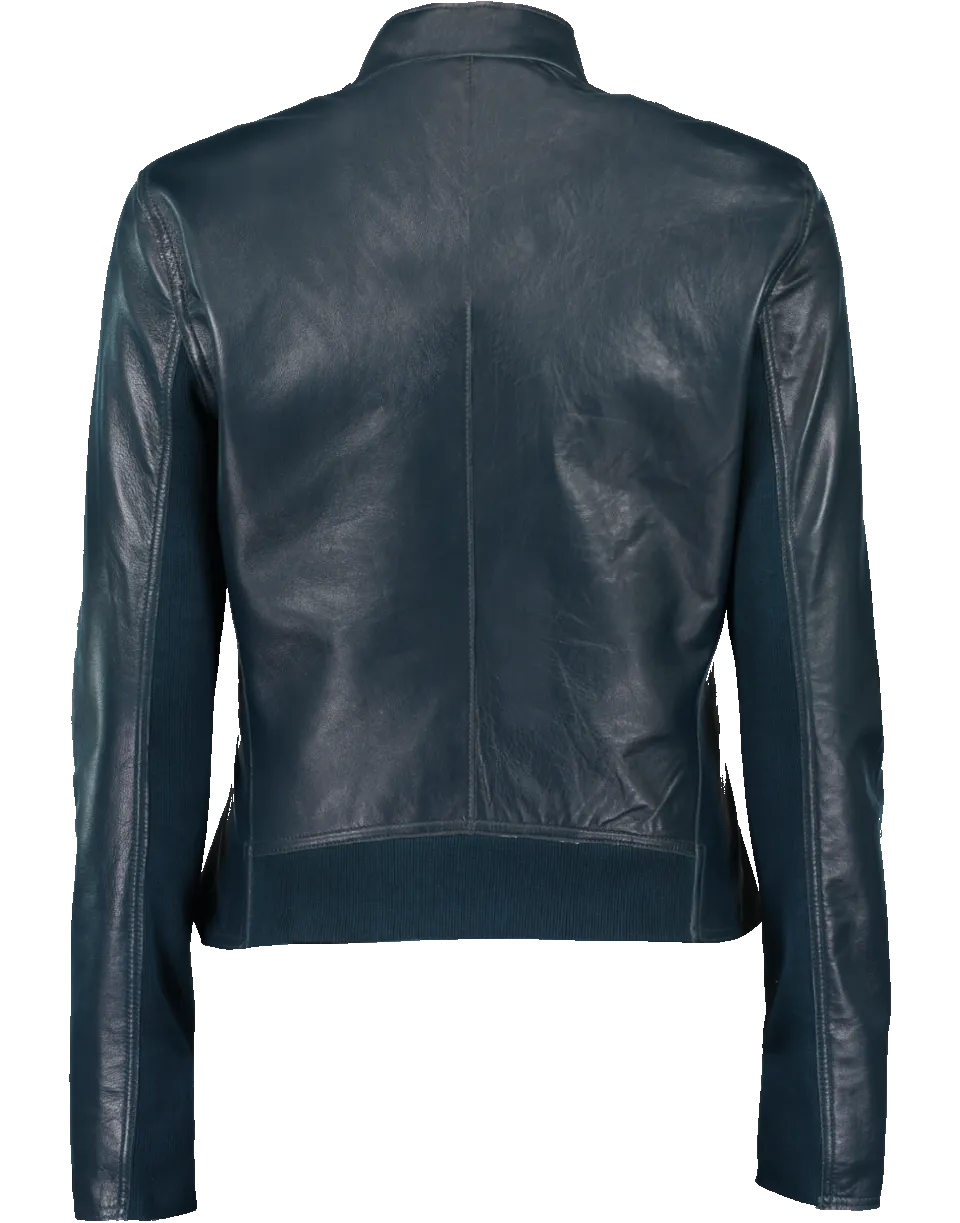 Chapin Leather Reverse Bomber Jacket