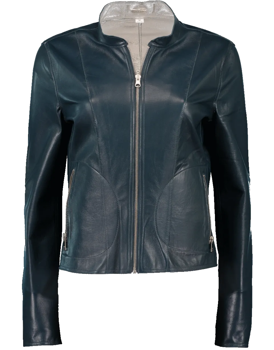 Chapin Leather Reverse Bomber Jacket