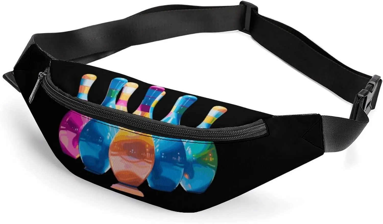 Colorful Bowling Pins Belt Bag Adjustable Strap Fanny Pack Crossbody Bag Waist Bag for Women Men