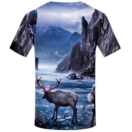 Deer T-shirt Men Mountain Tshirt Printed Animal Tshirt Anime Character Tshirts Cool War T-shirts 3d Short Sleeve T shirts Mens