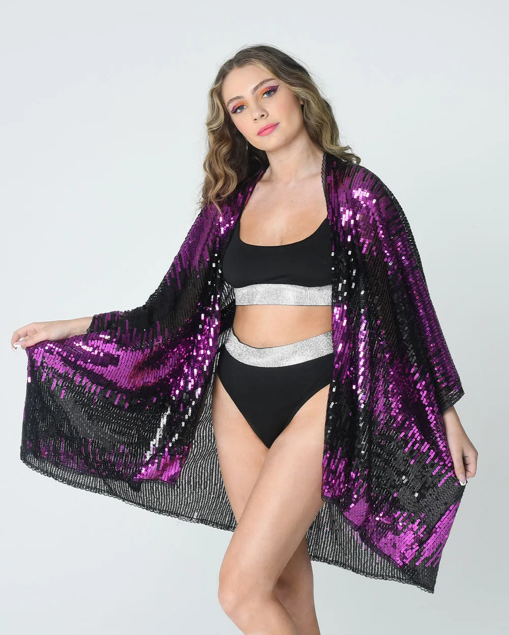 Disco Sequin Kimono - Rose Pink