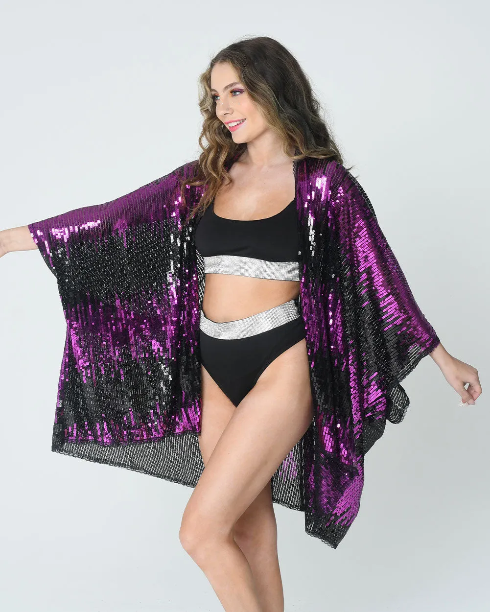 Disco Sequin Kimono - Rose Pink