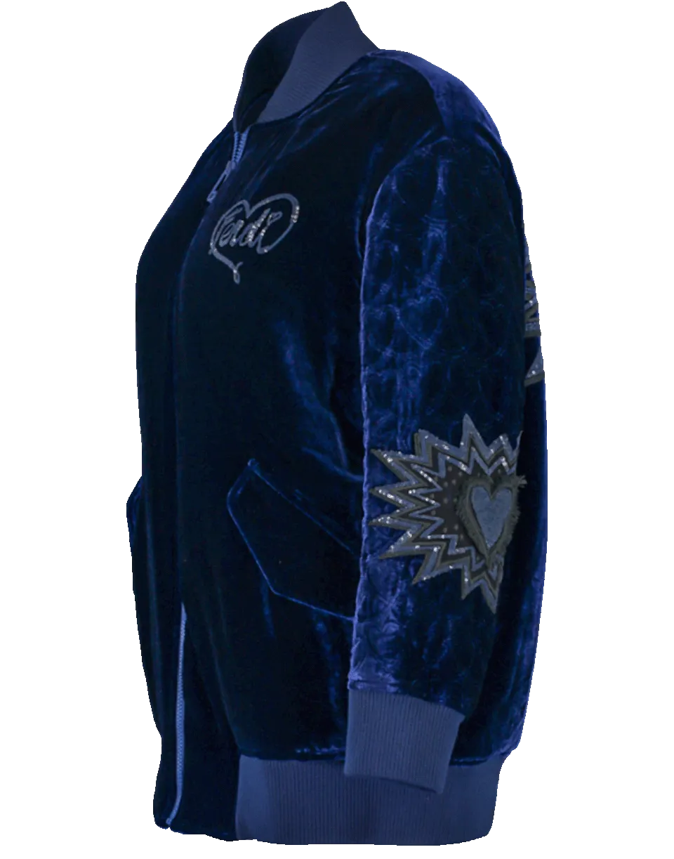 Embroidered Velvet Bomber