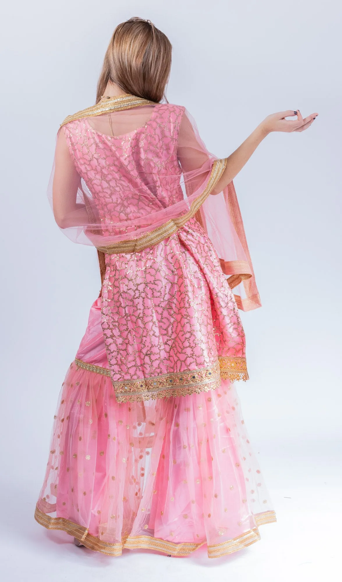 Fancy Heavy Embroidered Flamingo Pink Sharara Suit