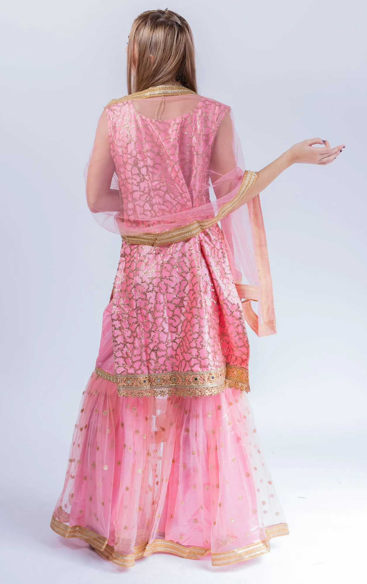 Fancy Heavy Embroidered Flamingo Pink Sharara Suit
