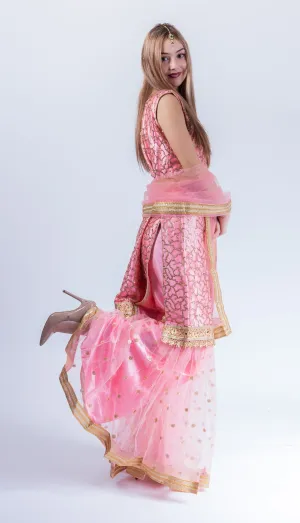 Fancy Heavy Embroidered Flamingo Pink Sharara Suit