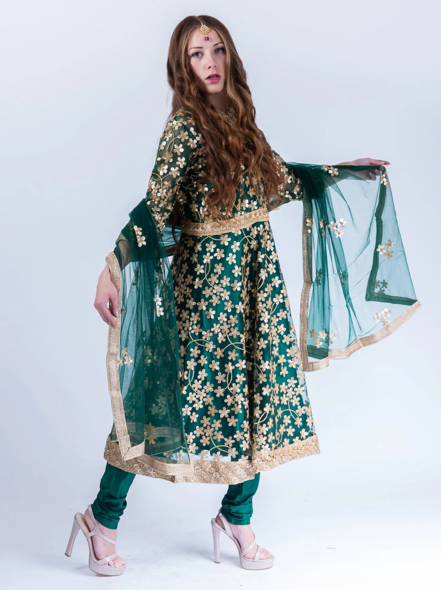Fancy Heavy Embroidered Sacramento Green Salwar Kameez