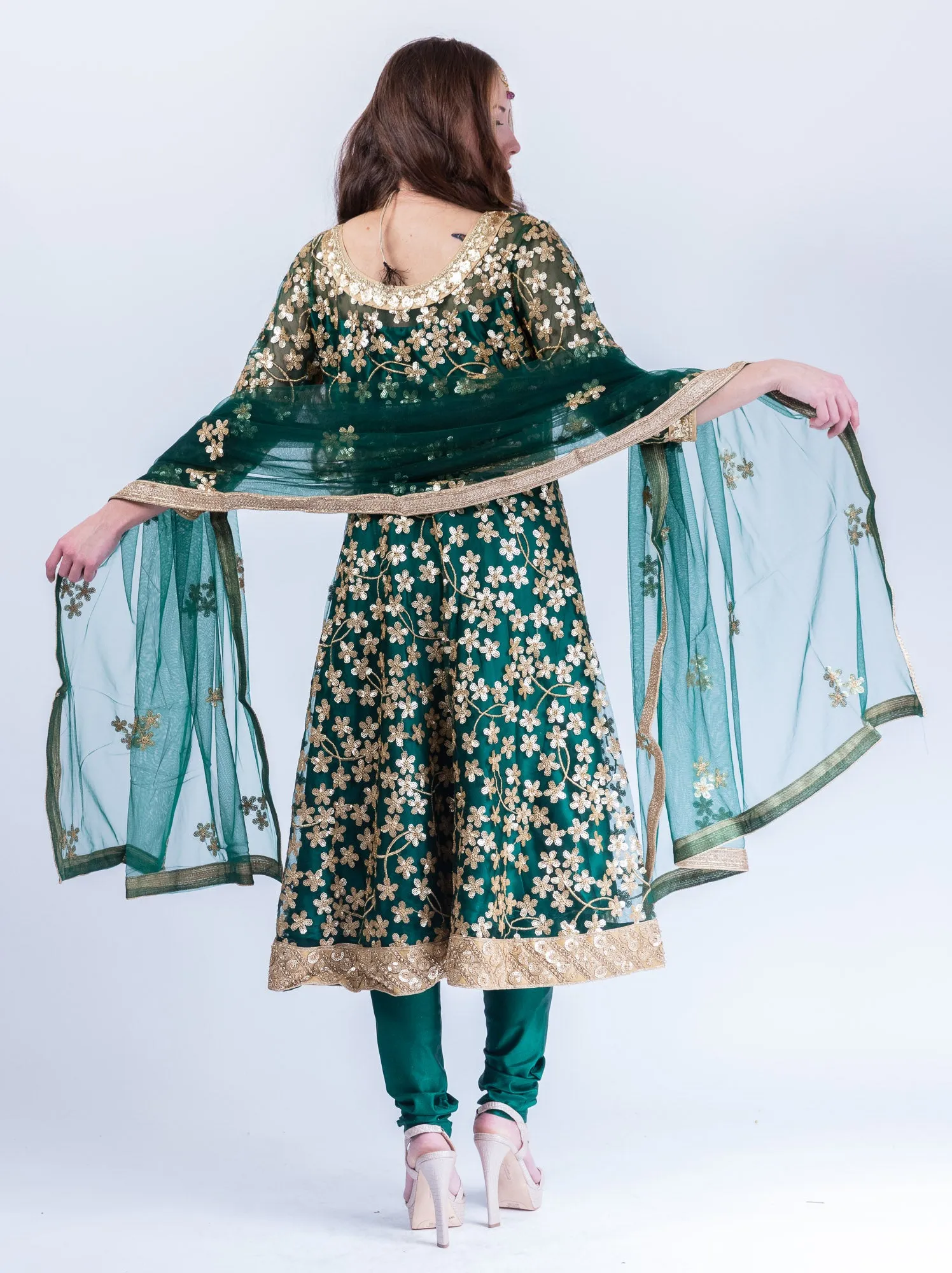 Fancy Heavy Embroidered Sacramento Green Salwar Kameez