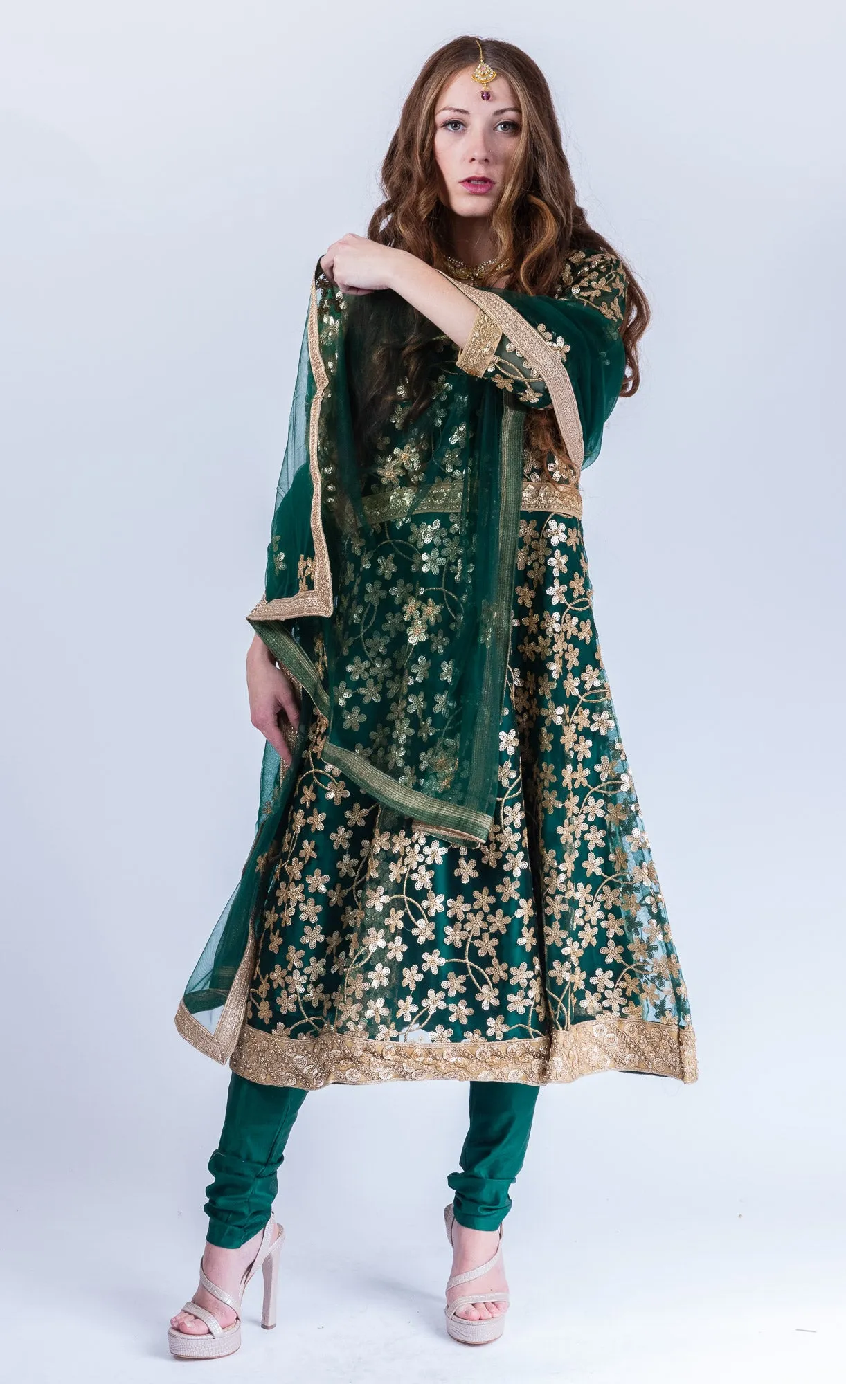 Fancy Heavy Embroidered Sacramento Green Salwar Kameez