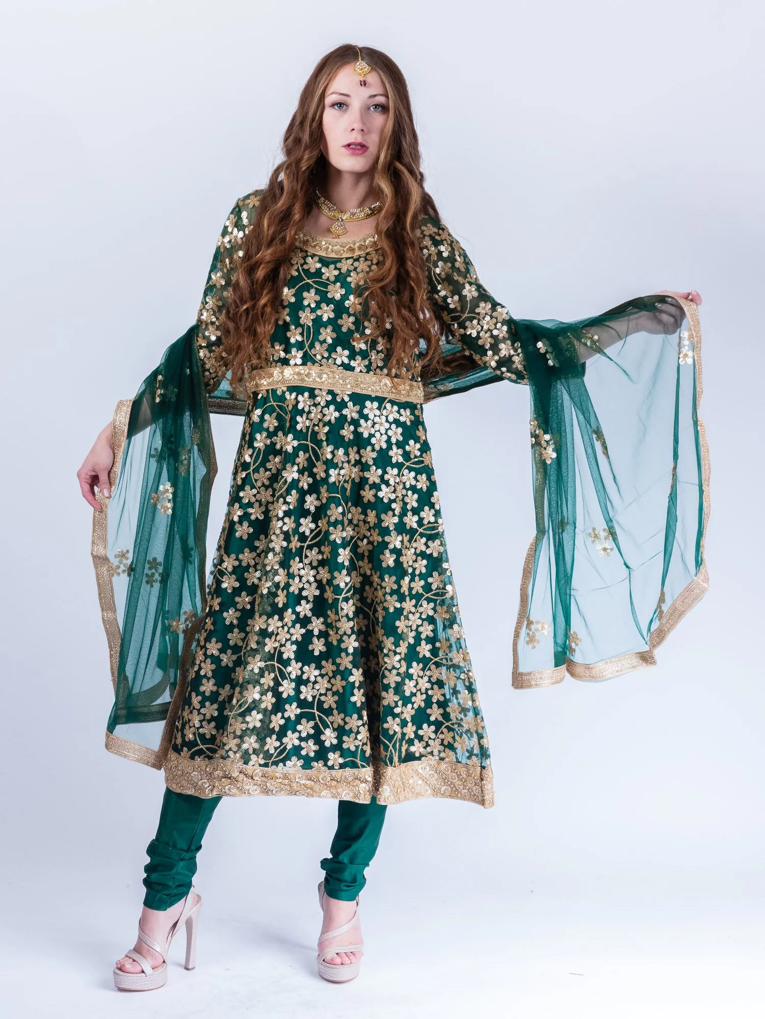 Fancy Heavy Embroidered Sacramento Green Salwar Kameez