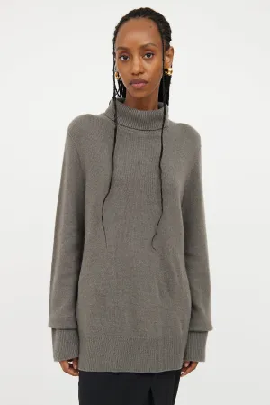 Grey Turtleneck Knit Sweater