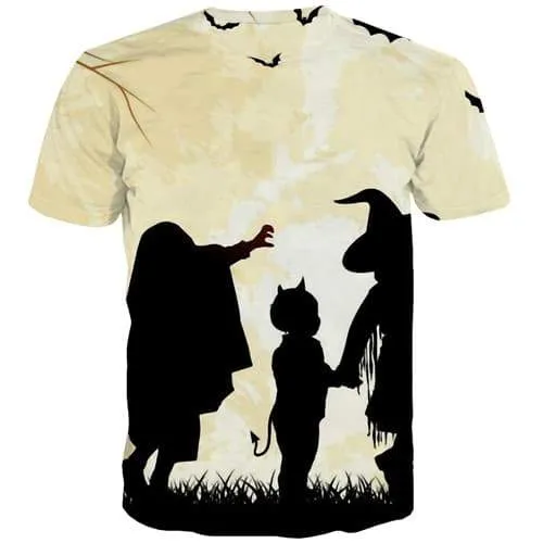 Halloween T-shirt Men Witch T-shirts Graphic Cartoon Tshirts Casual Moon Shirt Print Harajuku Tshirt Printed Short Sleeve summer