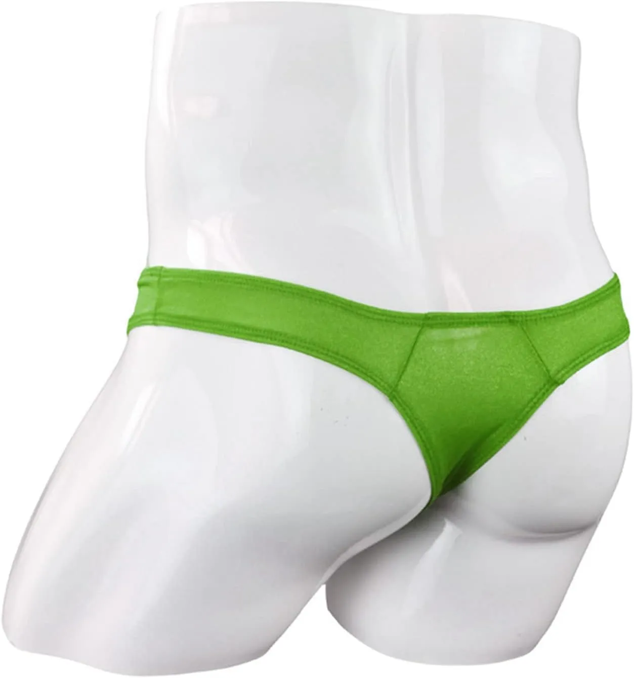 JEsilunmaMY Mesh Briefs for Men See Through Long Pouch G-String Underwear Solid Color Sexy Sheer T-Back Panties Lingerie