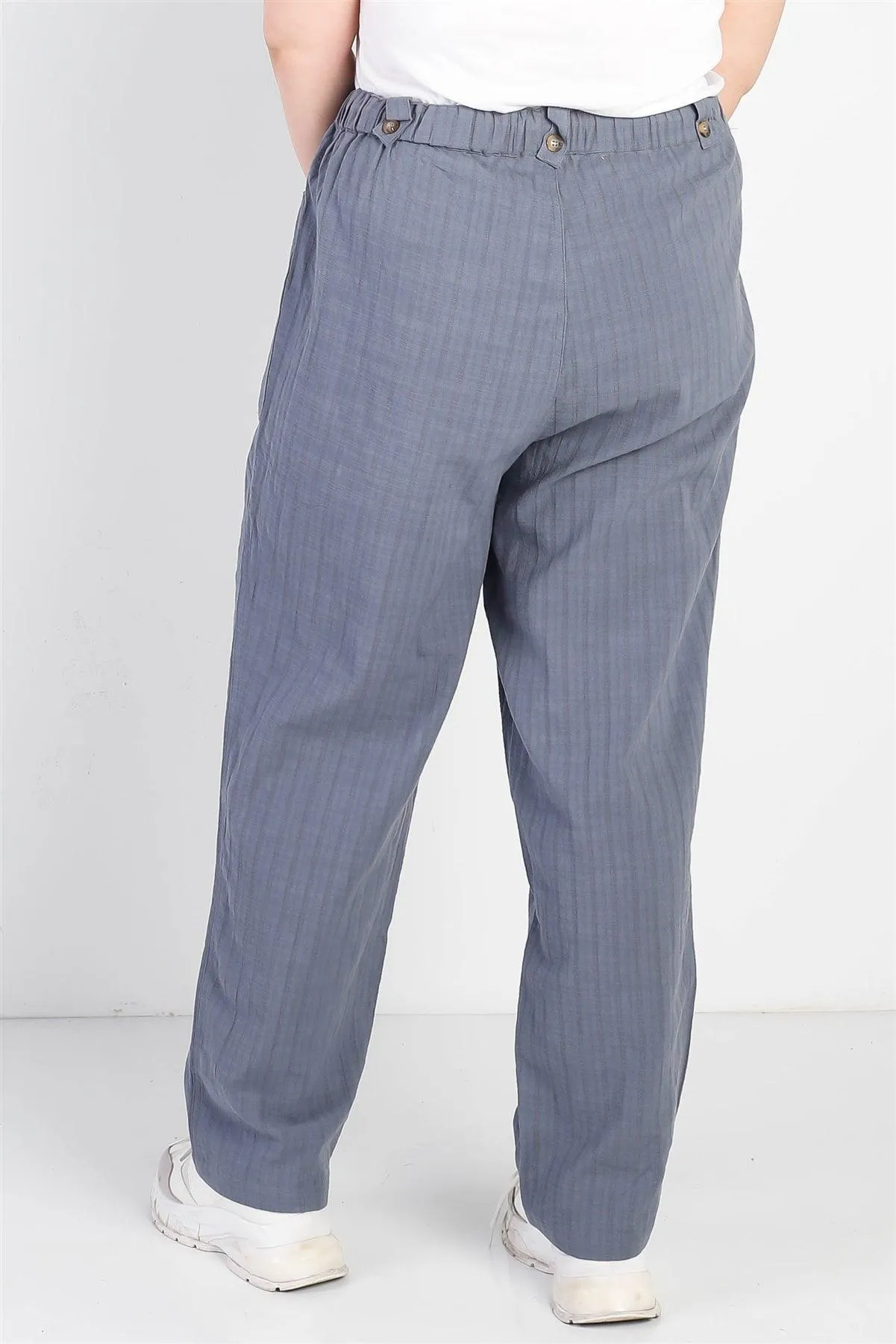 Junior Plus Charcoal Textured Two Pocket Pants /2-2