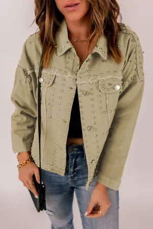 Khaki Rivet Boho Jacket