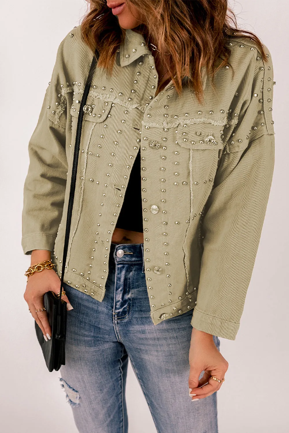 Khaki Rivet Boho Jacket