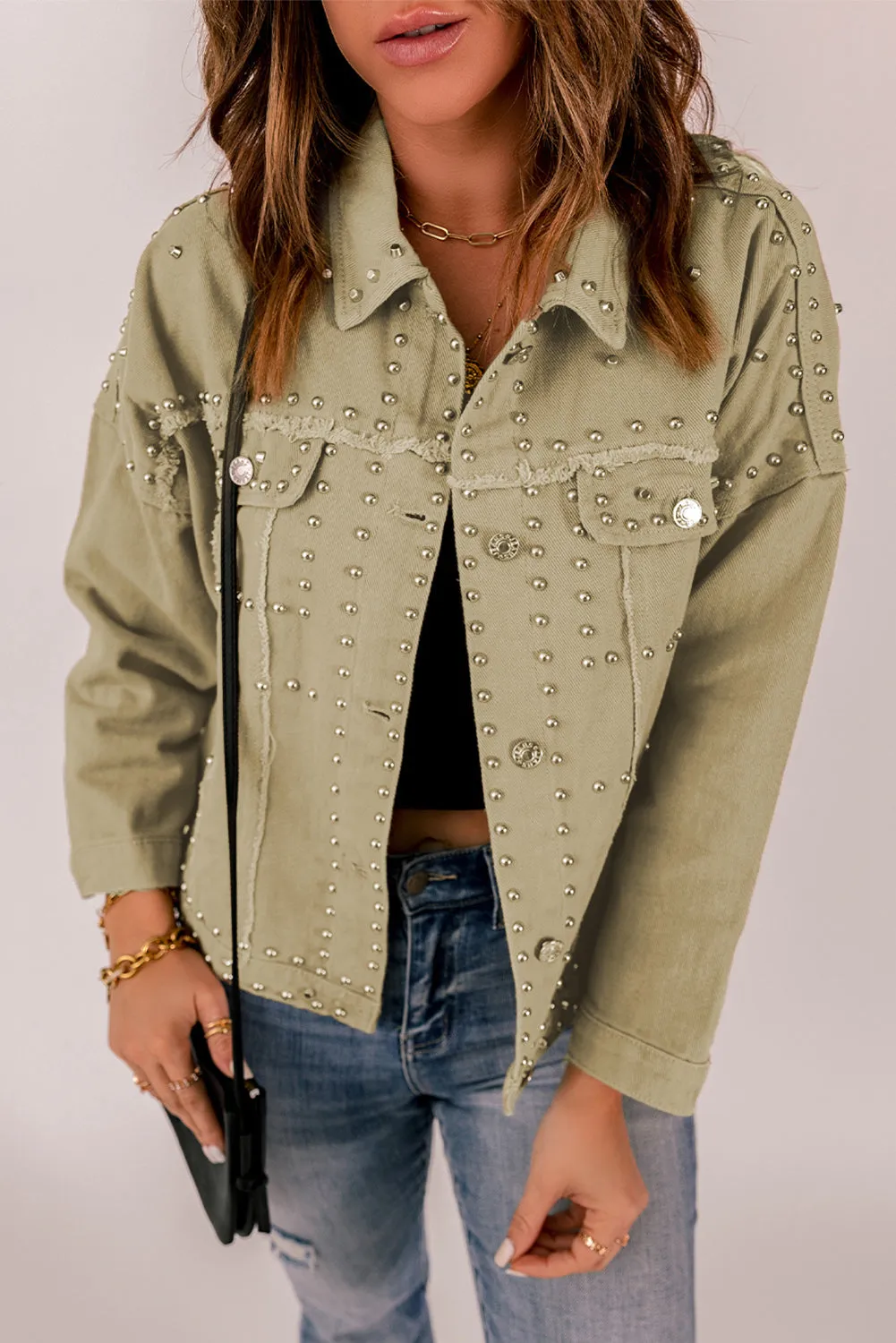 Khaki Rivet Boho Jacket