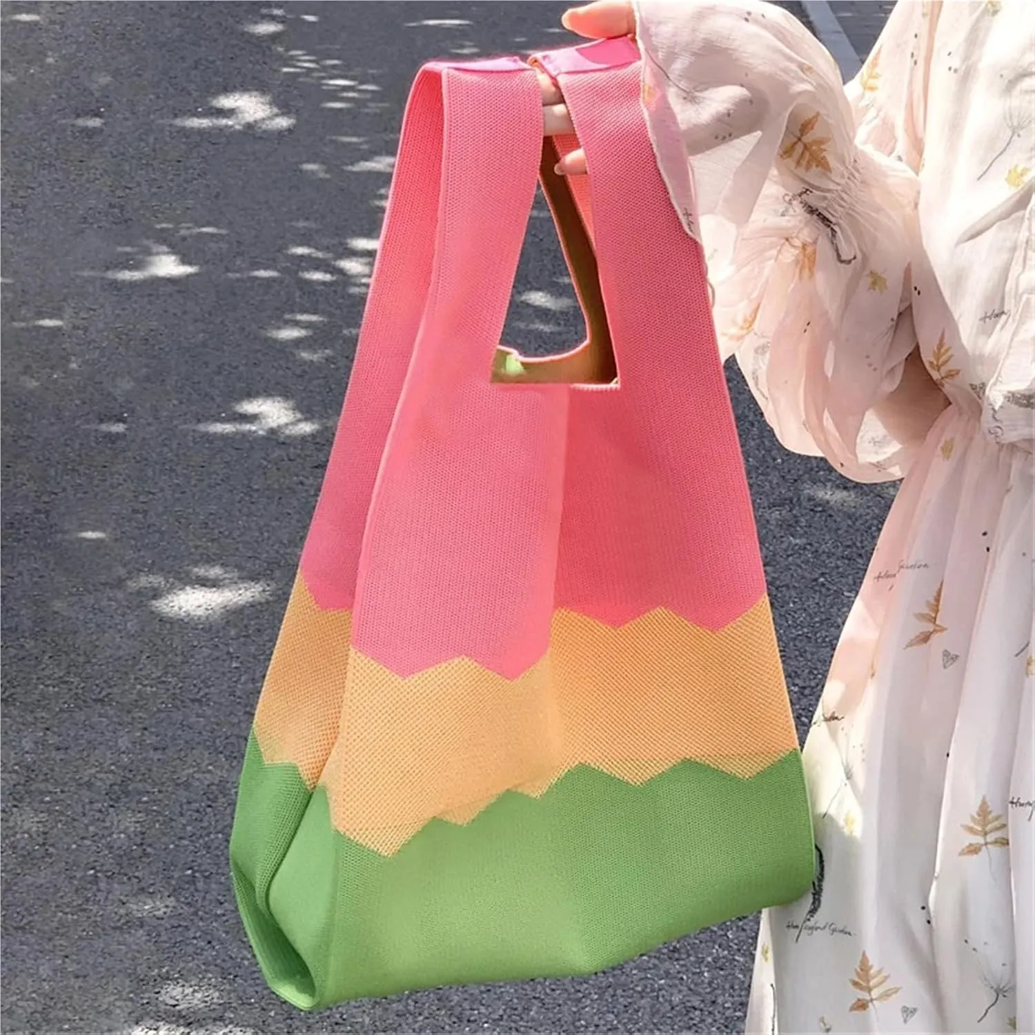 Knot Wrist Bag Fashion Handmade Knit Handbags Women Mini Knot Wrist Bag Casual Tote Bag Reusable Shopping Bags