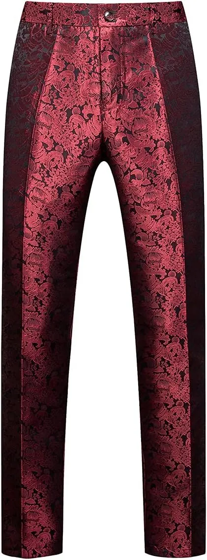 KUDORO Mens Suits Slim Fit 3 Piece Tuxedo Suit Set for Prom Wedding Party Paisley Jacket Vest Pants Homecoming Outfit