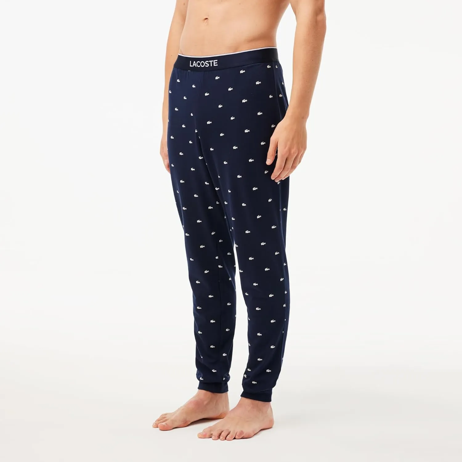 Lacoste Men's Croc Pattern Stretch Cotton Pajama Pants