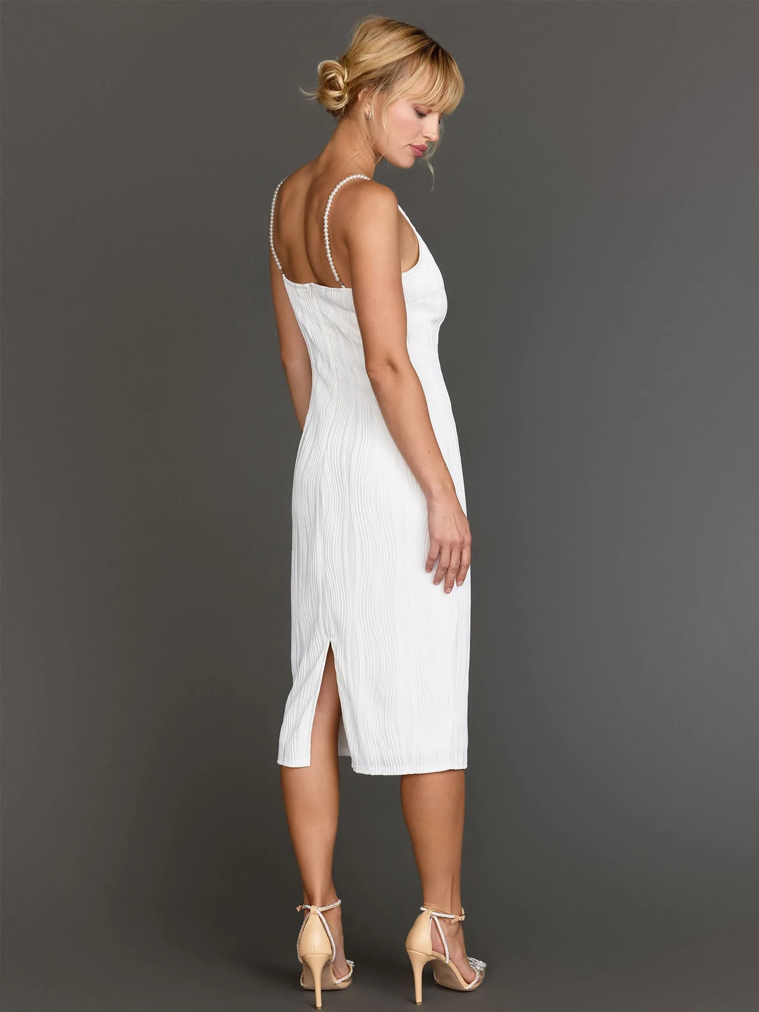 Lena Pearl Strap Ripple Textured Midi Dress - Brands We Love