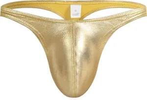 Mens Leather Thong Underwear Enhancing Imitation Leather Thongs Sexy Low Rise G-Strings Bikini Pouch Bulge Trunks