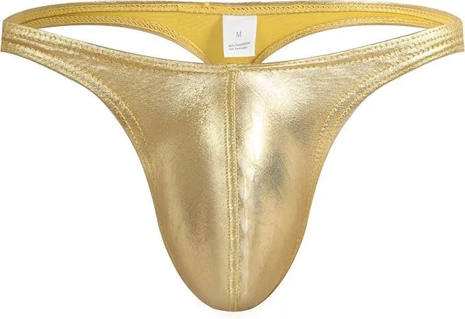 Mens Leather Thong Underwear Enhancing Imitation Leather Thongs Sexy Low Rise G-Strings Bikini Pouch Bulge Trunks