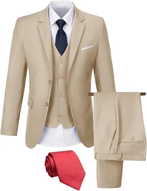 Men's Suit 3 Pieces Slim Fit Wedding Suit for Men Formal Prom Tuxedo Bussiness Suit Jacket Vest Pants with Tie