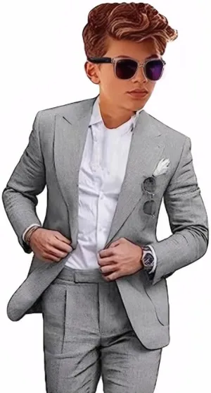 Mi Bo Tong Linen Suit for Boys 2 PC Boys Summer Suit for Beach Wedding Kids Linen Suit Boys Ring Bearer Outfit