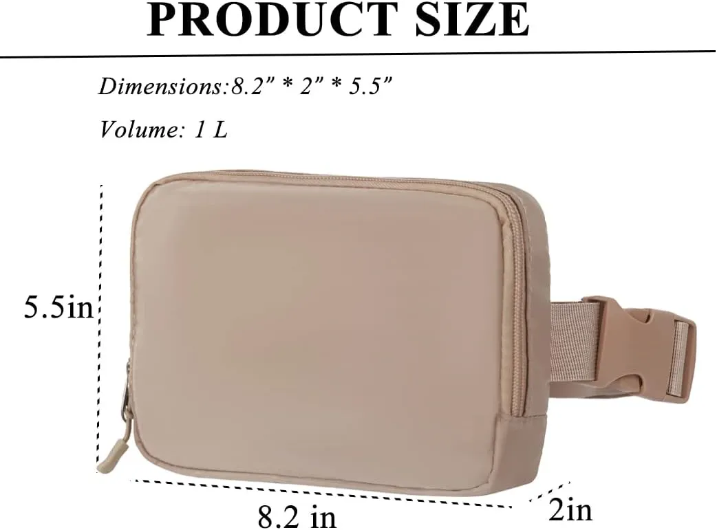 Mini Belt Bag Fanny Pack with Adjustable Strap Unisex Small Waist Pouch Crossbody Bags for Travel Workout Running Hiking (Khaki)