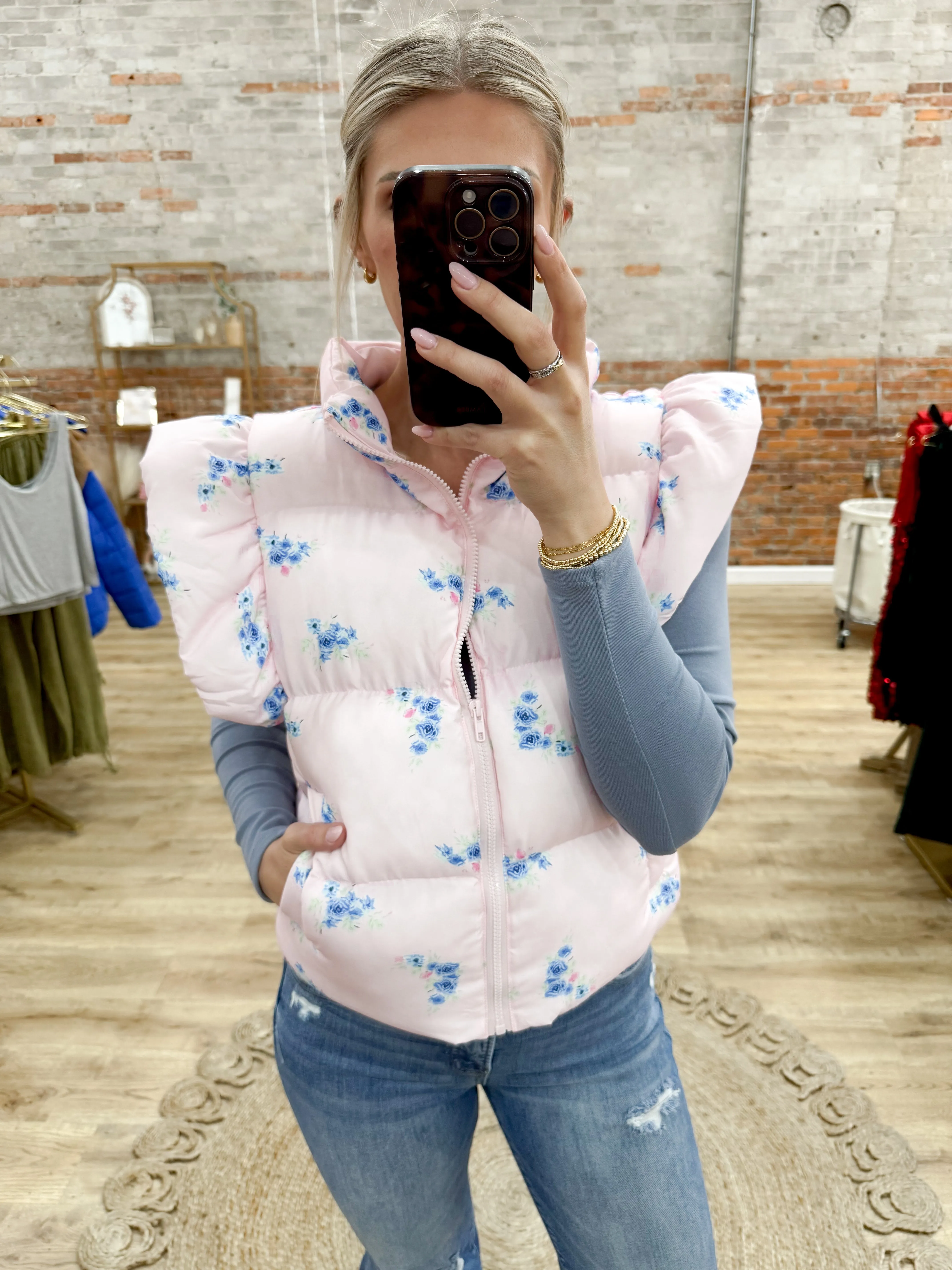 New Hope Ruffle Sleeve Puffer Vest