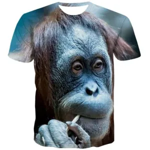 Orangutan T-shirt Men Monkey Tshirts Cool Animal Tshirts Casual Funny Shirt Print Harajuku T-shirts 3d
