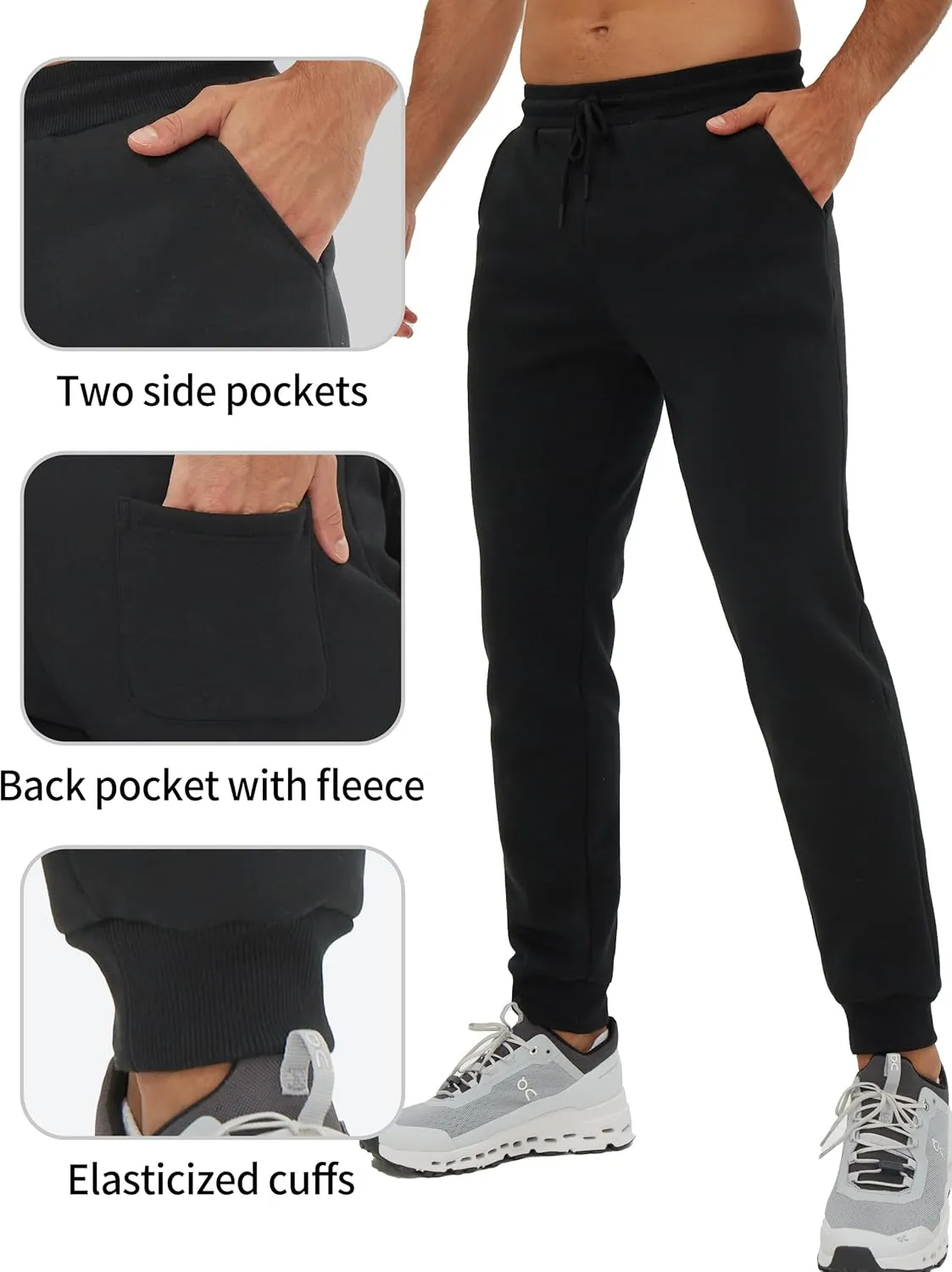 Pioneer Camp Men's Sherpa Lined Sweatpants Winter Warm Fleece Joggers Heavyweight Thermal Pants for Athletic Lounge Running