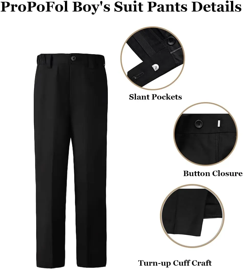 ProPoFol Boys Tuxedo 3 Piece Suit Set,Shawl Lapel Slim Fit Suit for Boys Wedding Outfit Blazer Vest Pants Set with Bow Tie