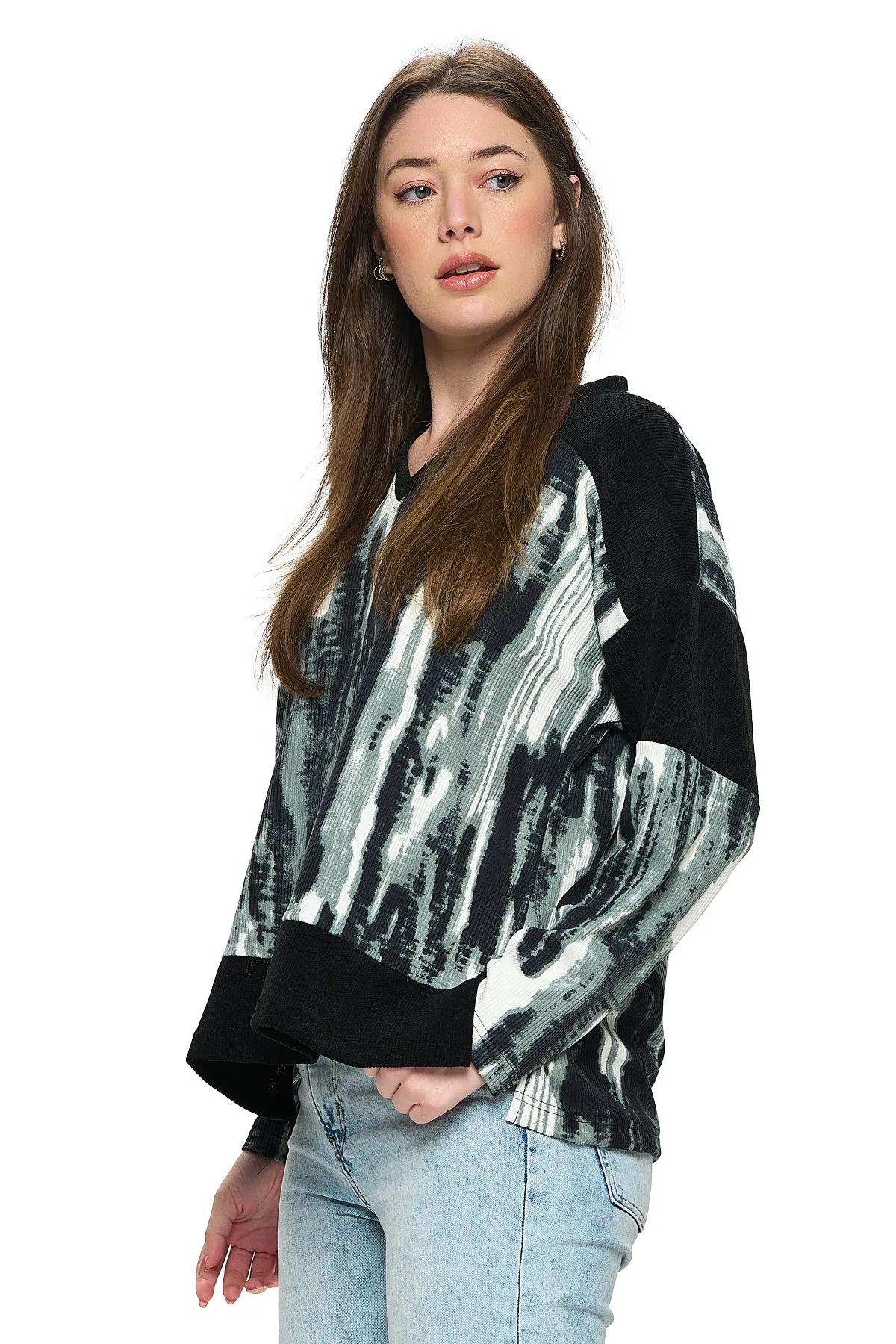 Pullover Colorblock Ribbed Oversized