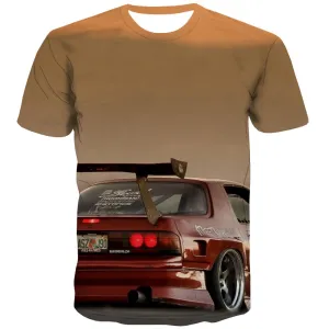 Racing Car T-shirt Men Metal Shirt Print City Tshirt Anime Gray Tshirts Casual Retro Tshirts Cool