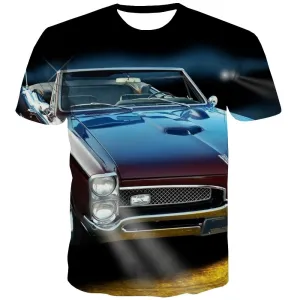 Racing Car T-shirt Men Metal T-shirts 3d City Tshirts Novelty Gray Tshirts Casual Retro Tshirts Cool
