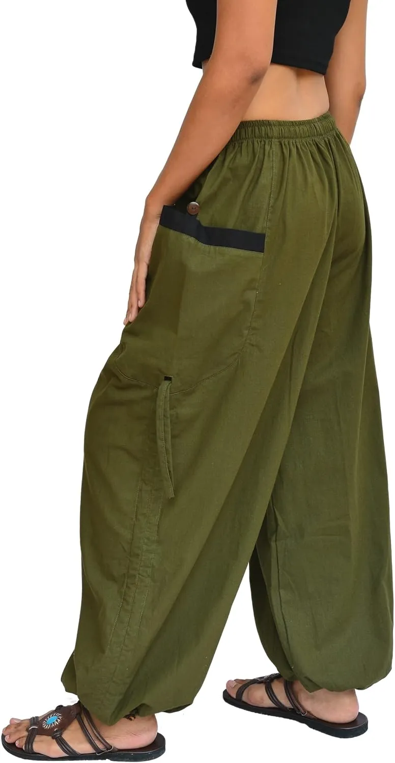 Sakoonee Yoga Lounge Pants Men Women Casual Baggy Trousers Adjustable Length 2 Pockets One Size, Elastic Waist