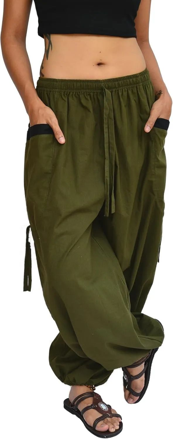 Sakoonee Yoga Lounge Pants Men Women Casual Baggy Trousers Adjustable Length 2 Pockets One Size, Elastic Waist