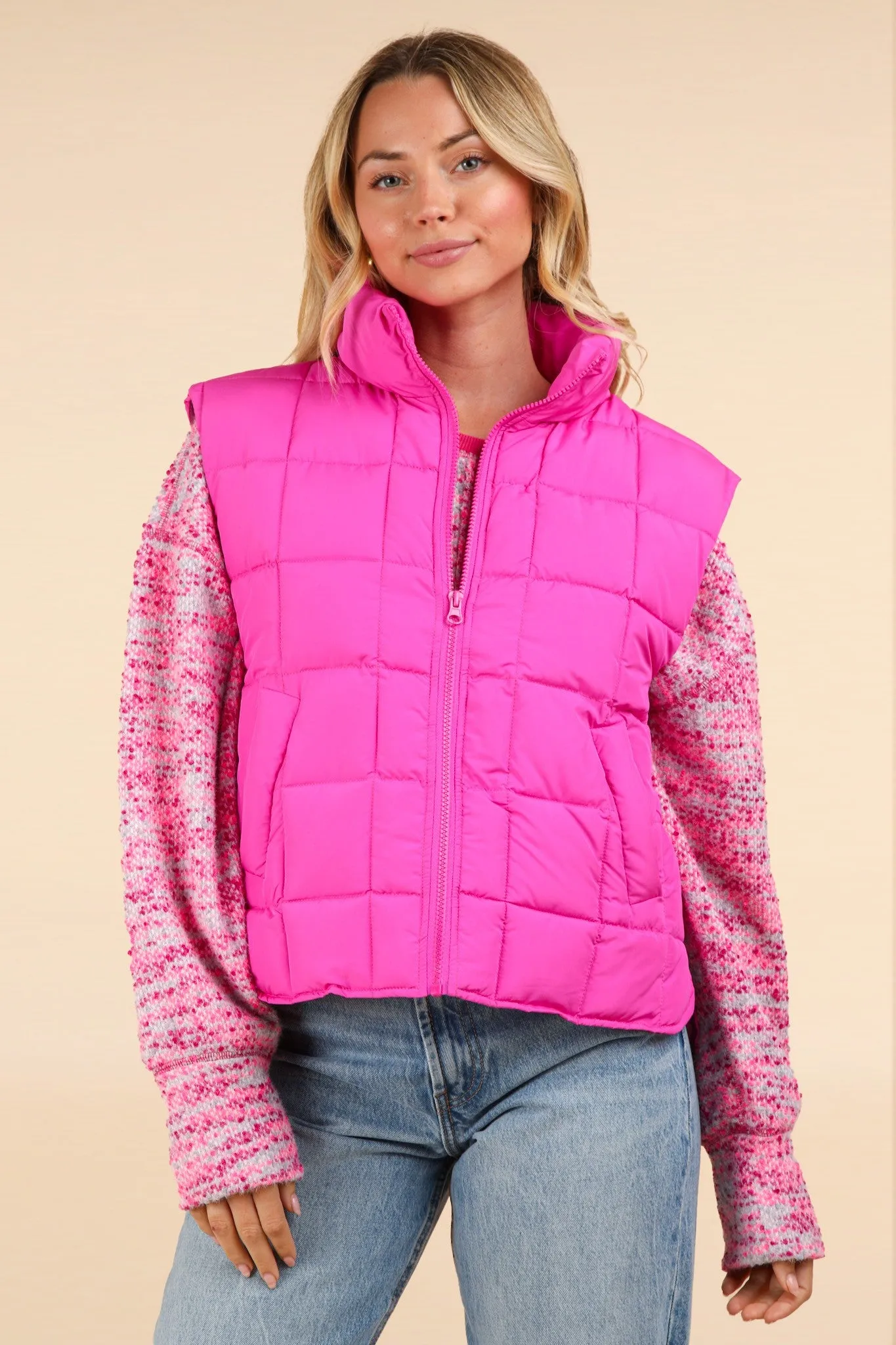 Solid Puffer Padded Warm Vest